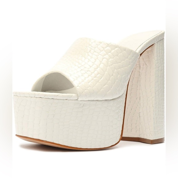 Schutz Darah white platform crock embossed upper platform slides sz 10 nwob - Picture 1 of 7